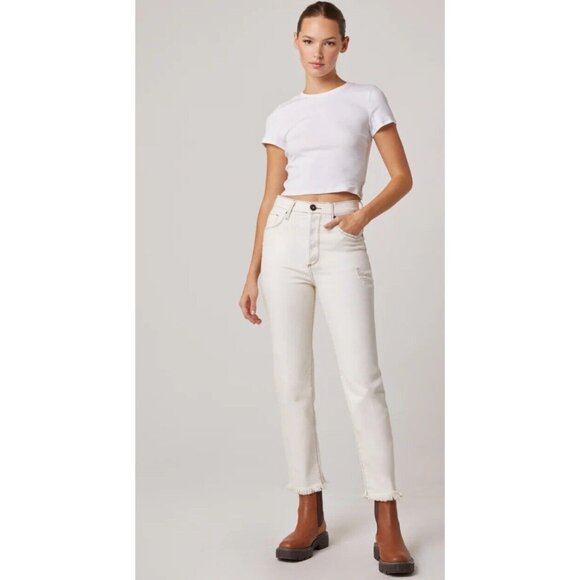 Edyson Jeans Womens Size 2 Oliver High Rise Straight Leg Off White - Picture 1 of 14